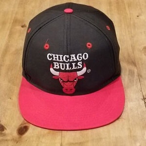 Vintage Chicago Bulls Hat Cap Snapback Logo 7 NBA Basketball Black 90s Jordan